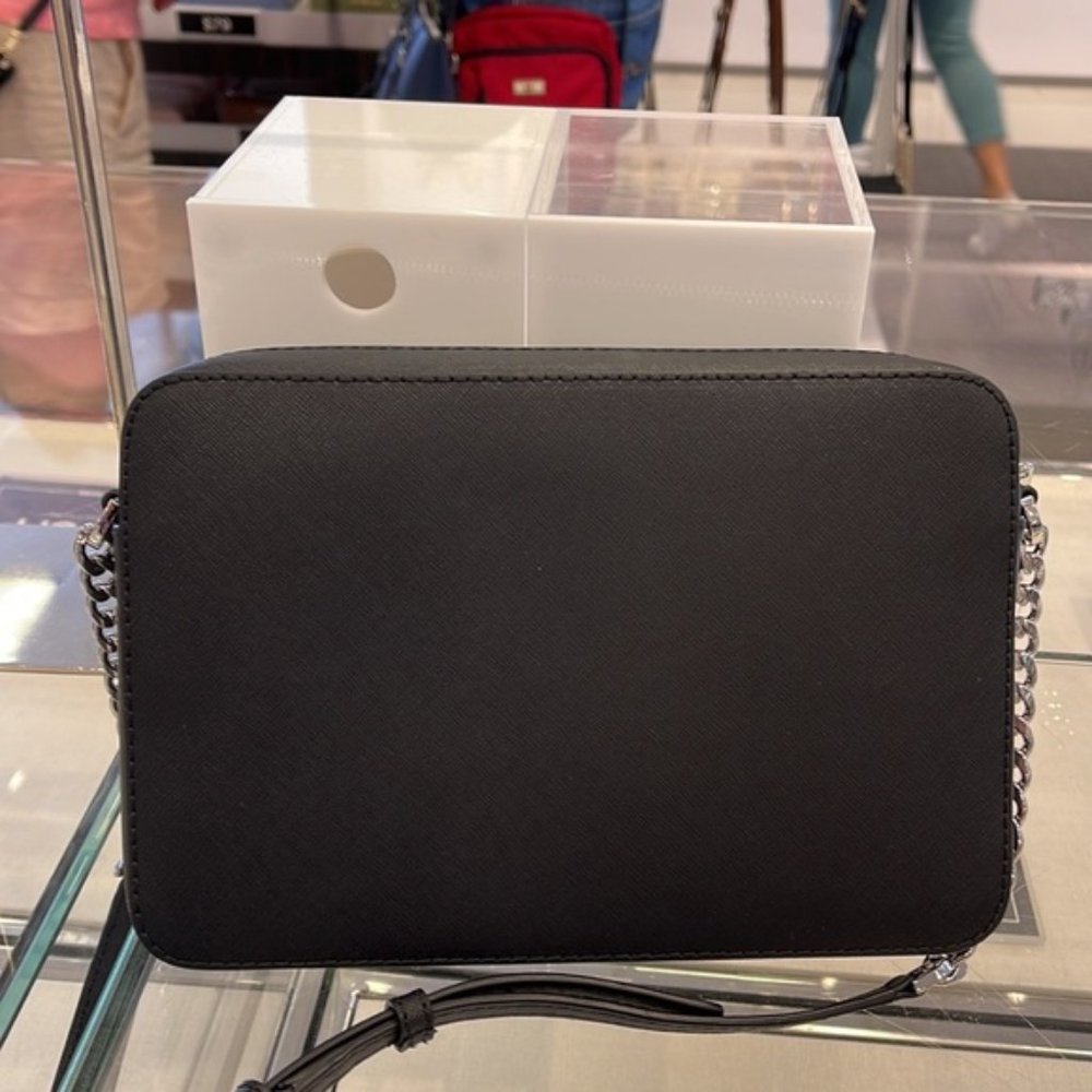 Michael Kors Jet Set Item Large East West Zip Crossbody Leather Black - Picture 12 of 16